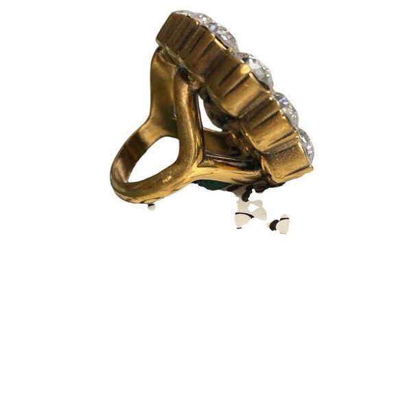 Gucci Double G Crystal Stone Aged Gold Metal Band 12 Stones Ring Size M/7 - Picture 3 of 14